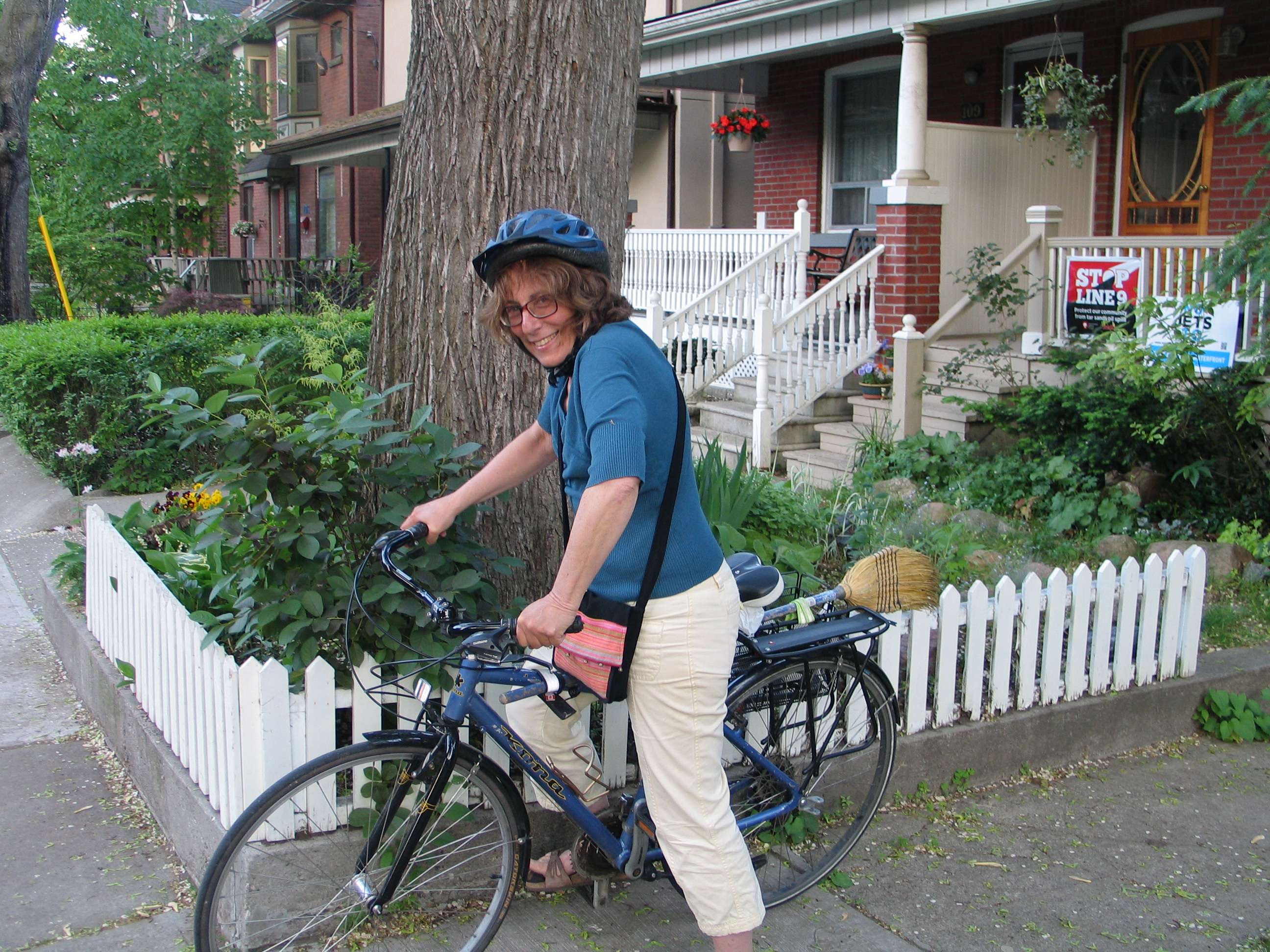 Miriam Garfinkle on her bike: Photo by Ulli Diemer.
