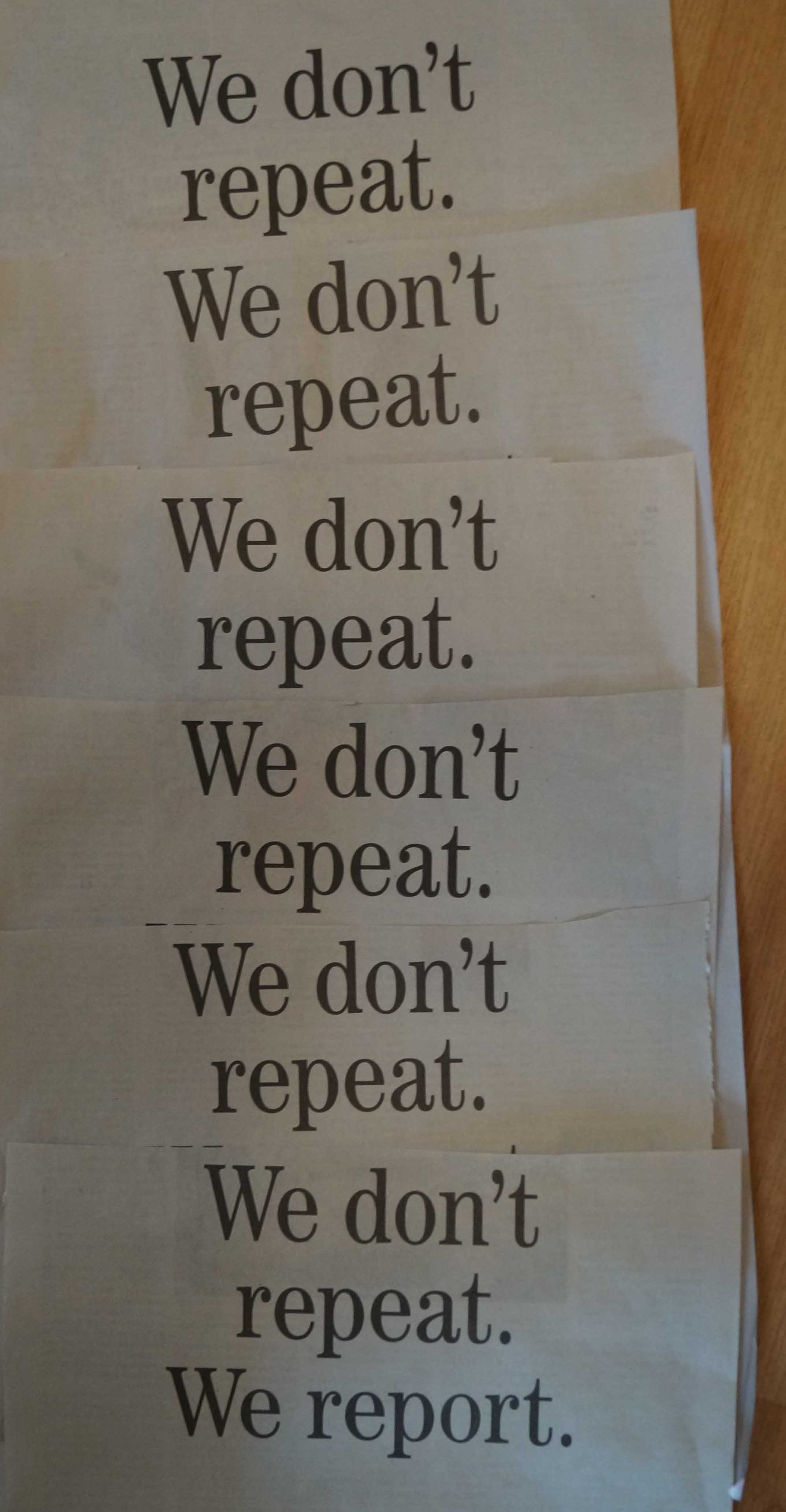 Toronto Star: We don’t repeat